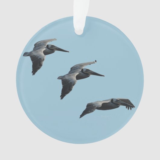 飛んでいるなペリカンのクリスマスのオーナメント オーナメント (正面)