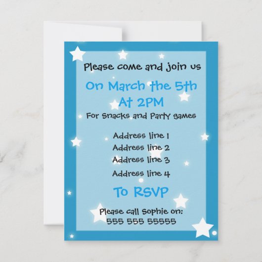 飛んでいるなユニコーンのカスタマイズ可能な誕生日の招待状 招待状 (裏面)