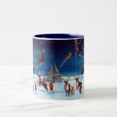 飛んでいるなレッスンコーギーおよびトナカイのマグ ツートーンマグカップ (中央)