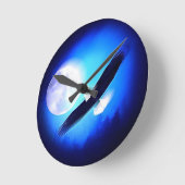 飛んでいるなワシ及び月 ラウンド壁時計 (傾斜)