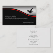 飛んでいるなワタリガラスの鳥、赤いswoosh、金属効果 名刺 (正面/裏面)