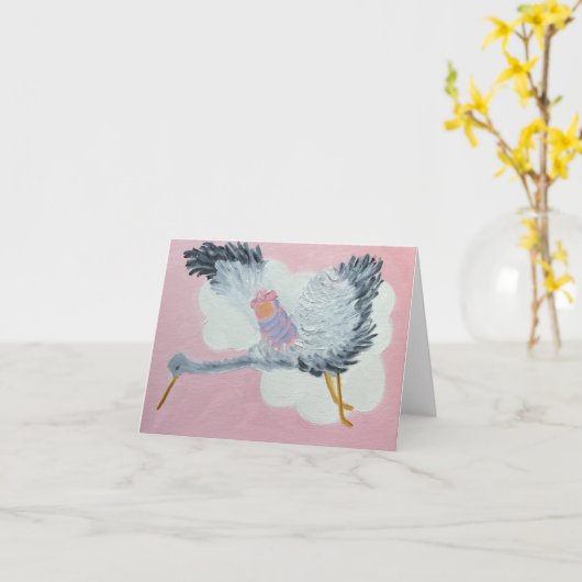 飛んでいるな女の赤ちゃんおよびこうのとりのnotecard カード