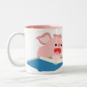 飛んでいるな本および漫画のブタのマグ ツートーンマグカップ (左)