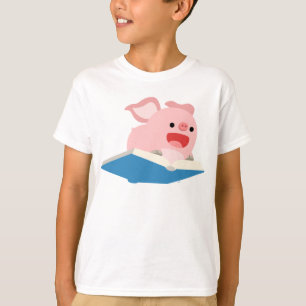 飛んでいるな本および漫画のブタの子供のTシャツ Tシャツ