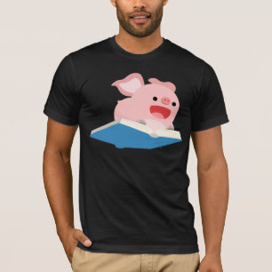 飛んでいるな本および漫画のブタのTシャツ Tシャツ