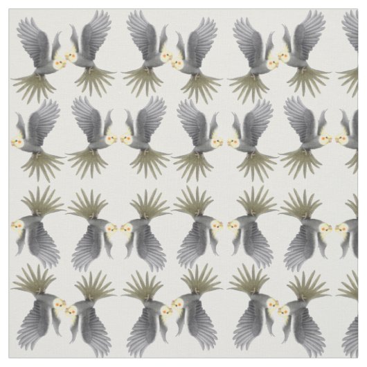 飛んでいるな灰色のCockatielは生地をオウム返しします ファブリック (見本)