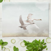飛んでいるな白鳥 キッチンタオル (折り畳み)