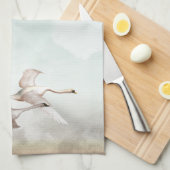 飛んでいるな白鳥 キッチンタオル (四つ折り)