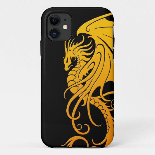 飛んでいるな種族のドラゴン-黒の黄色 Case-Mate iPhoneケース (裏面)