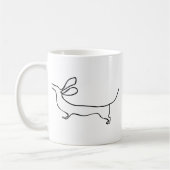 飛んでいるな耳のダックスフント1ラインイラストレーション コーヒーマグカップ (左)