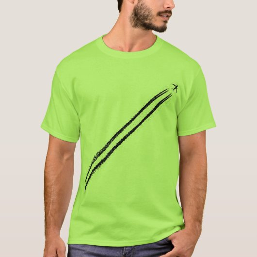飛んでいるな遠くになか高度のジェット機の飛行機の飛行機雲 Tシャツ (正面)