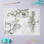 飛んでいるな馬の原稿のデジタルコラージュのティッシュペーパー 薄葉紙 (クラフト)