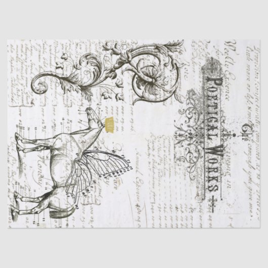 飛んでいるな馬の原稿のデジタルコラージュのティッシュペーパー 薄葉紙 (正面)