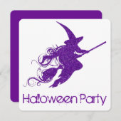 飛んでいるな魔法使いのシルエットのハローウィンパーティの招待2 招待状 (正面/裏面)