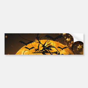 飛んでいるな魔法使いの収穫月はハロウィンのギフトを打ちます バンパーステッカー