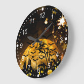 飛んでいるな魔法使いの収穫月はハロウィンのギフトを打ちます ラージ壁時計 (傾斜)