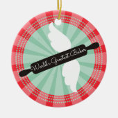 飛んでいるな麺棒のパン屋のクリスマスのオーナメント セラミックオーナメント (正面)