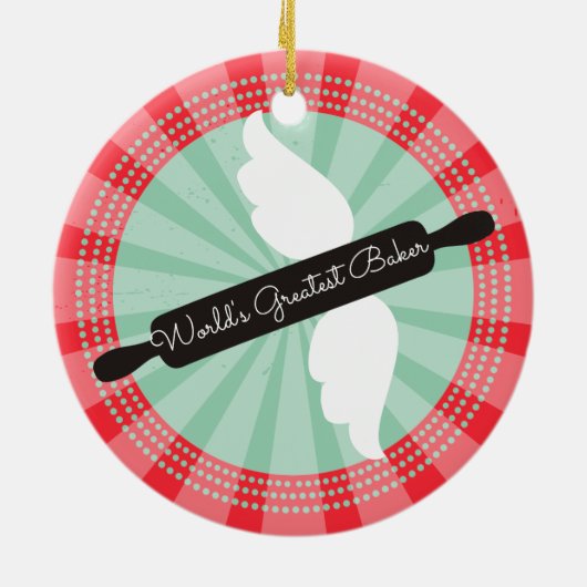 飛んでいるな麺棒のパン屋のクリスマスのオーナメント セラミックオーナメント (裏面)