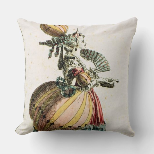 飛んでいるなCoquette、c.1784 (色の版木、銅版、版画) クッション (正面)