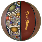 飛んでいるアップカラフルモダン抽象芸術のフラクタル名 バスケットボール (縦)