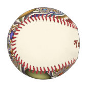 飛んでいるアップカラフルモダン抽象芸術のフラクタル名 野球ボール (正面左)