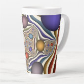 飛んでいるアップカラフルモダン抽象芸術 カフェラテマグ (右アングル)