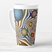 飛んでいるアップカラフルモダン抽象芸術 カフェラテマグ (左アングル)
