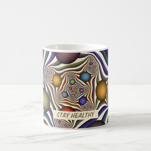 飛んでいるアップカラフルモダン抽象芸術 コーヒーマグカップ (中央)