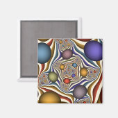 飛んでいるアップカラフルモダン抽象芸術 マグネット (正面/裏面)