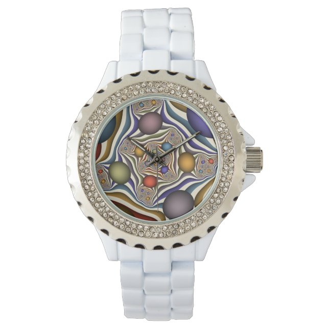 飛んでいるアップカラフルモダン抽象芸術 腕時計 (正面)
