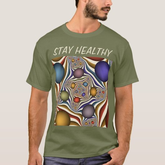 飛んでいるアップカラフルモダン抽象芸術 Tシャツ (正面)