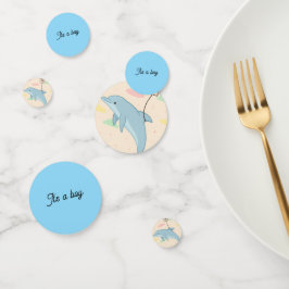 飛んでいるイルカの手紙イラストレーション コンフェッティ