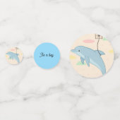 飛んでいるイルカの手紙イラストレーション コンフェッティ (正面)