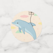 飛んでいるイルカの手紙イラストレーション コンフェッティ (スモール正面)