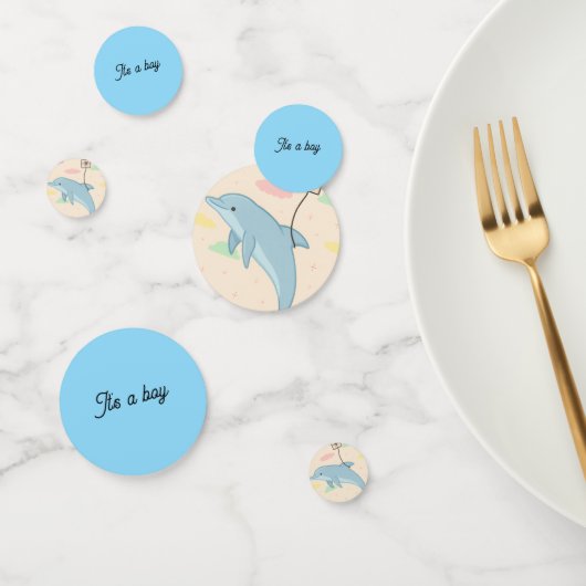 飛んでいるイルカの手紙イラストレーション コンフェッティ (グループ)