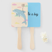 飛んでいるイルカの手紙イラストレーション ハンドファン (正面&裏面)