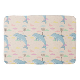飛んでいるイルカの手紙イラストレーション バスマット