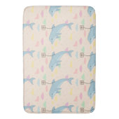 飛んでいるイルカの手紙イラストレーション バスマット (正面縦)