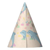飛んでいるイルカの手紙イラストレーション パーティーハット (裏面)