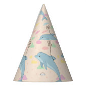 飛んでいるイルカの手紙イラストレーション パーティーハット (左)