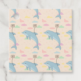 飛んでいるイルカの手紙イラストレーション フェイバータグ