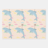 飛んでいるイルカの手紙イラストレーション ラッピングペーパーシート (正面2)