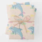 飛んでいるイルカの手紙イラストレーション ラッピングペーパーシート (インサイチュ)