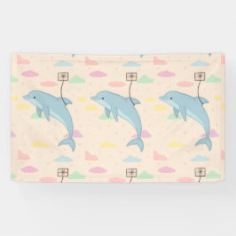 飛んでいるイルカの手紙イラストレーション 横断幕