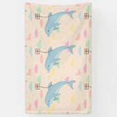 飛んでいるイルカの手紙イラストレーション 横断幕 (縦)