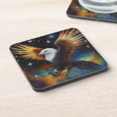 飛んでいるイーグルカラフルコズミック・アート コースター (左側)