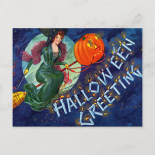 飛んでいるウィッチハロウィーン葉書 ポストカード