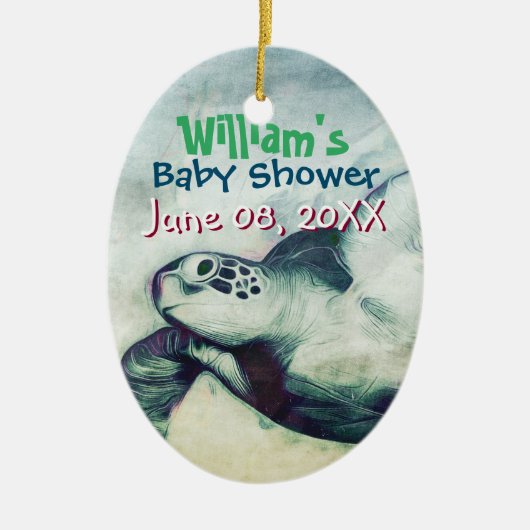 飛んでいるウミガメ |オーナメント セラミックオーナメント (正面)