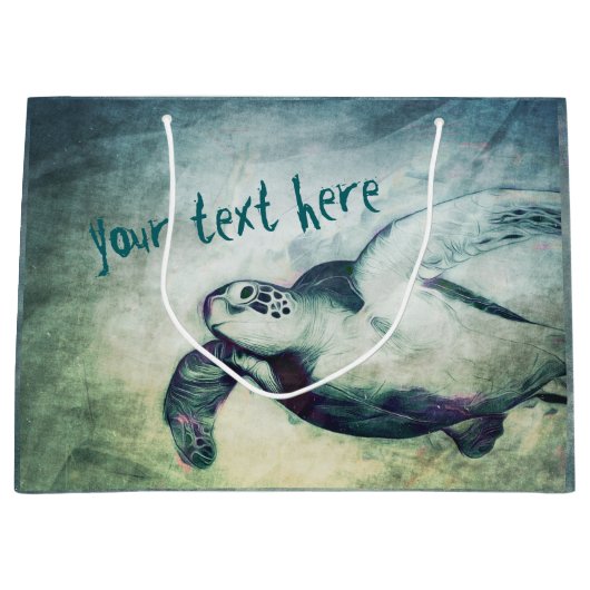 飛んでいるウミガメ |カスタム抱き枕 ラージペーパーバッグ (正面)
