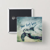 飛んでいるウミガメ |ボタンのピン 缶バッジ (正面&裏面)